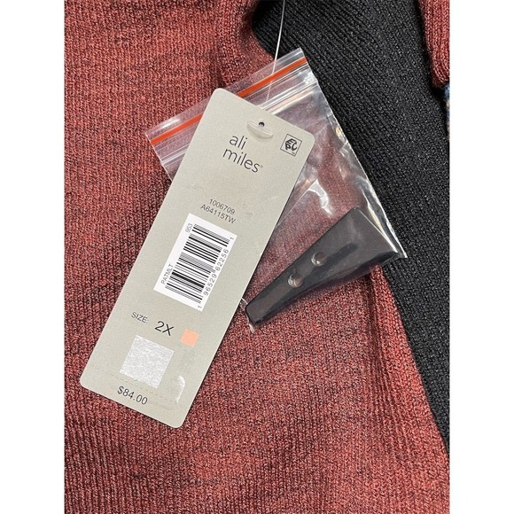 NWT Ali Miles Women's Brown Black Geometric Mock Neck Pullover Sweater 2X Plus - Picture 5 of 12